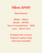 Nikon AF600 - Starter Kit incl. Film + Dev + Scan + Prints