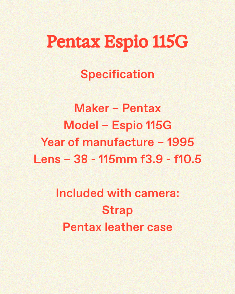 List detailing specs of Pentax Espio 115G